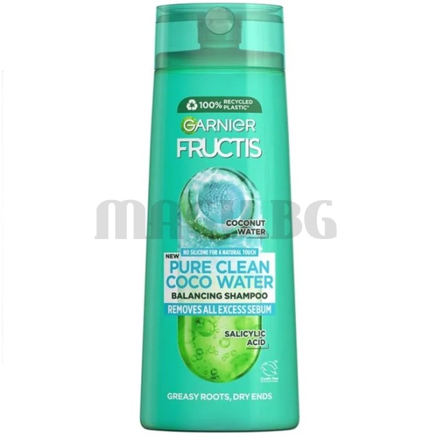 Fructis Pure Clean Coco Water шампоан за коса с мазни корени и сухи краища 400мл.