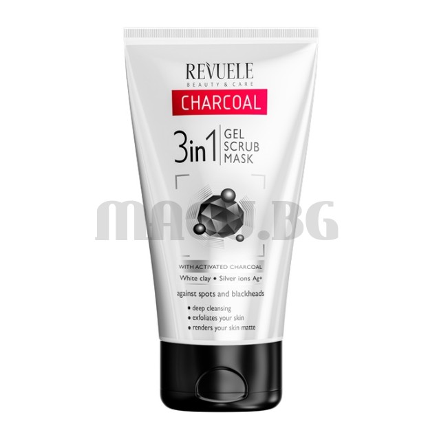 Revuele Charcoal 3in1 почистващ продукт гел, скраб и маска 150мл.